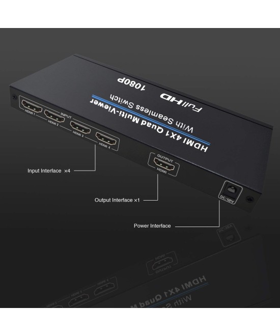 Separador Multipantalla de 4 entradas a 1 salida HDMI