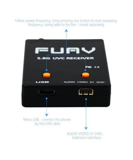 Camara FPV para Drone 5.8GHZ 1200TVL MS-1200 con Transmisor EWRF y Receptor OTG SKYDROID