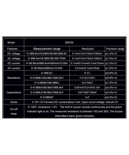 Multimetro Digital Mestek DM100