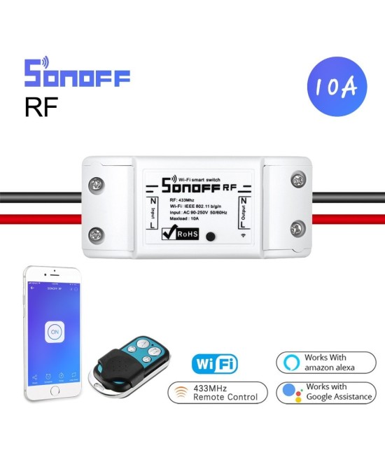 Relé de un canal RF 433Mhz y WIFI Sonoff