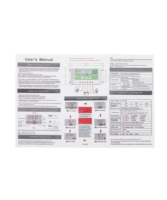 Controladores de Carga Solar 10A/20A/30A/60A 250w