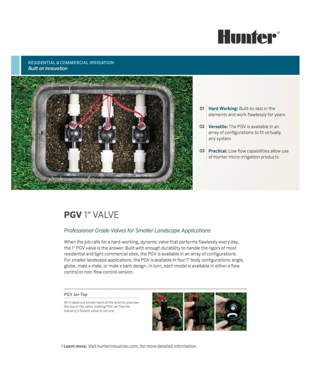 Valvula Electromagnetica Solenoide para Control de Flujo PGV-100 1" PVC 24VDC NO