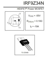 Transistor MOSFET Canal P IRF9Z34N 55V 17A