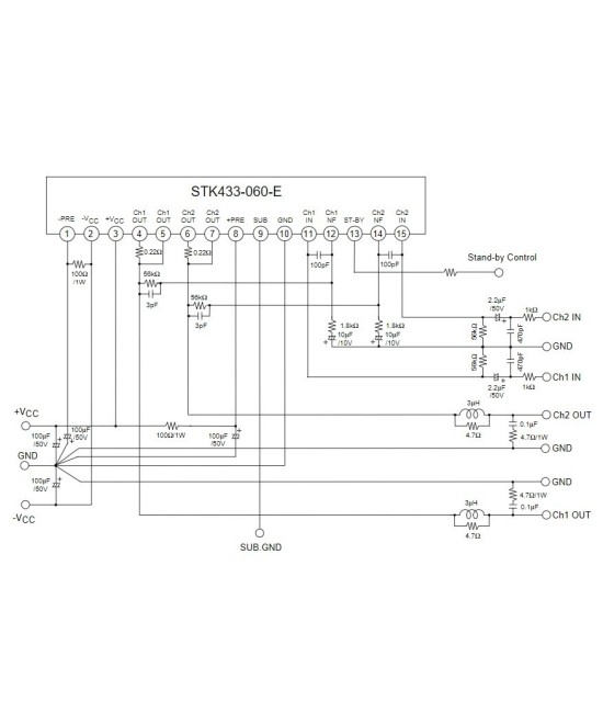 Amplificador de Audio SANYO STK433-060 2CH 50W+50W clase AB
