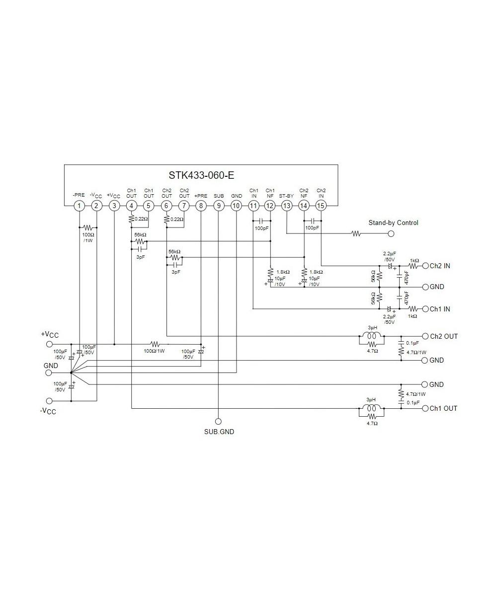 Amplificador de Audio SANYO STK433-060 2CH 50W+50W clase AB