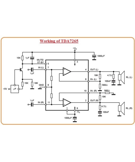 Amplificador de Audio TDA7265 25W+25W 2CH
