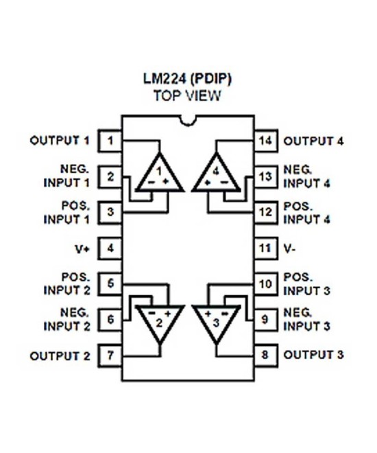 Amplificador operacional LM224N 1.2MHz, 5 - 28V, 14P PDIP