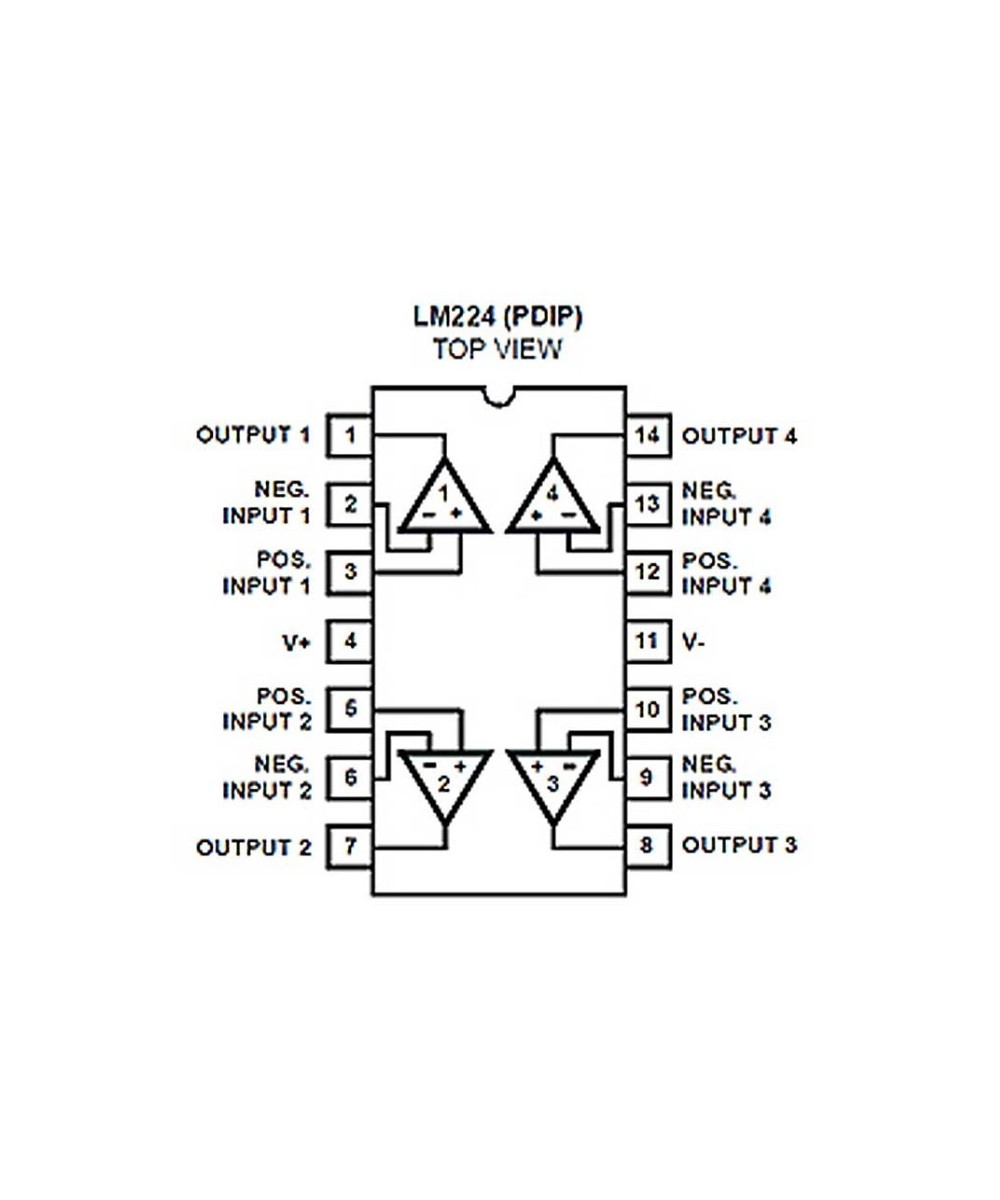 Amplificador operacional LM224N 1.2MHz, 5 - 28V, 14P PDIP