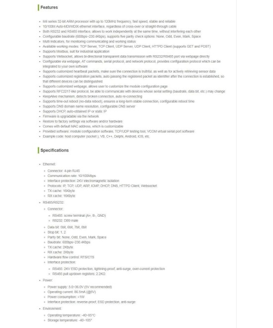 Convertidor de RS232/RS485 a Ethernet