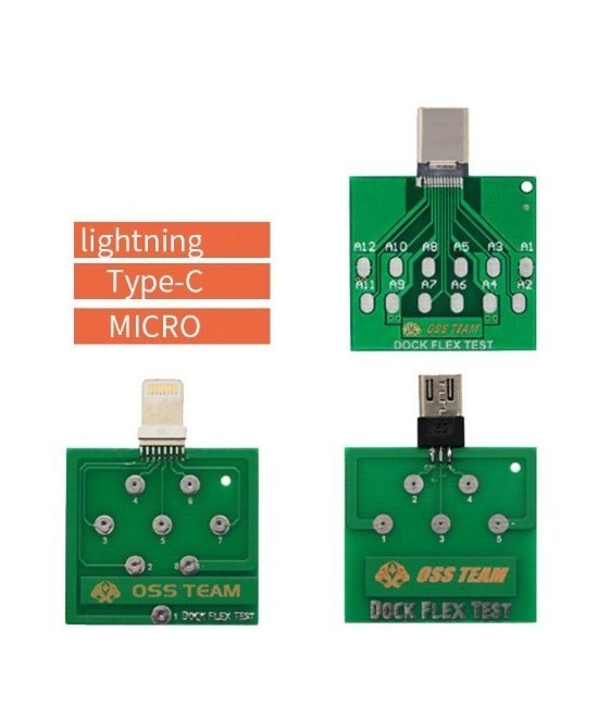 Placa de pruebas para puerto de celular MICRO USB / USB-C / LIGHTNING