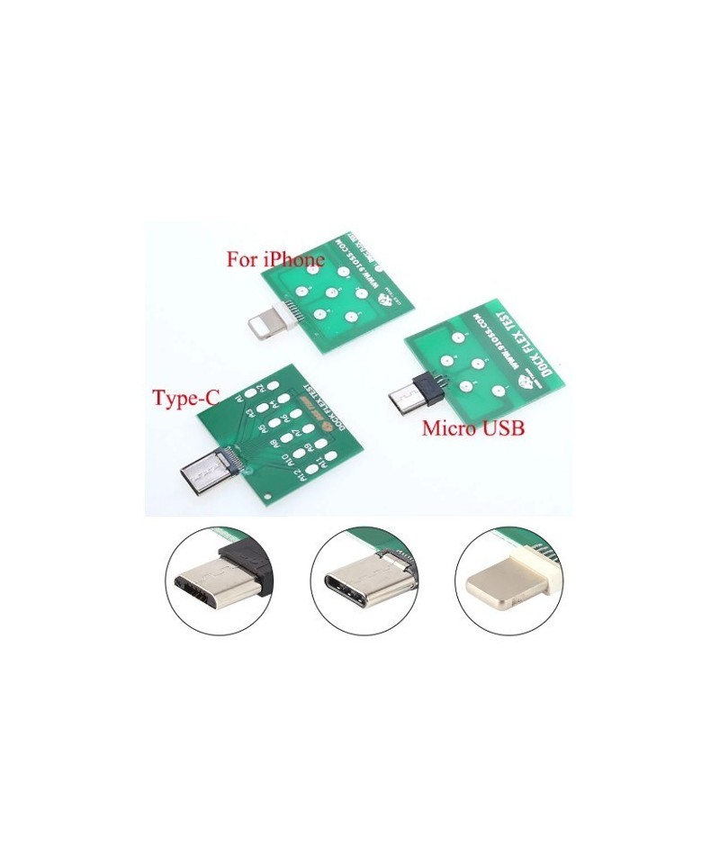 Placa de pruebas para puerto de celular MICRO USB / USB-C / LIGHTNING