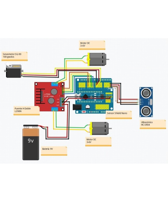 Carrito Robot 3 ruedas estructura y electronica