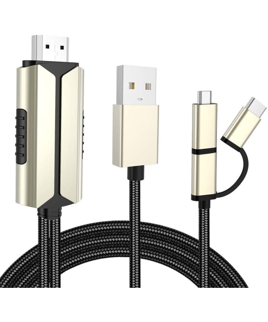Adaptador USB-C/ Lightning/ MicroUSB a HDMI para Android/ IOS