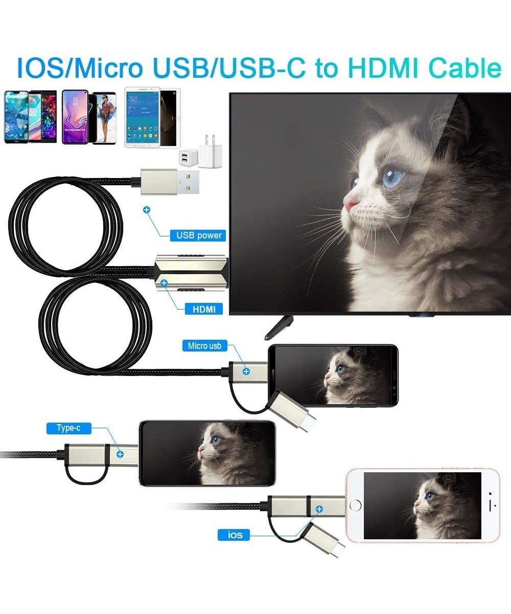 Adaptador USB-C/ Lightning/ MicroUSB a HDMI para Android/ IOS