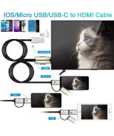 Adaptador USB-C/ Lightning/ MicroUSB a HDMI para Android/ IOS