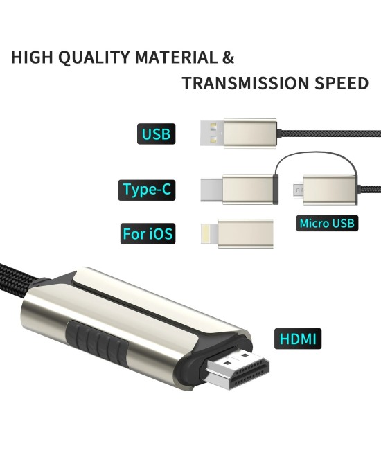 Adaptador USB-C/ Lightning/ MicroUSB a HDMI para Android/ IOS