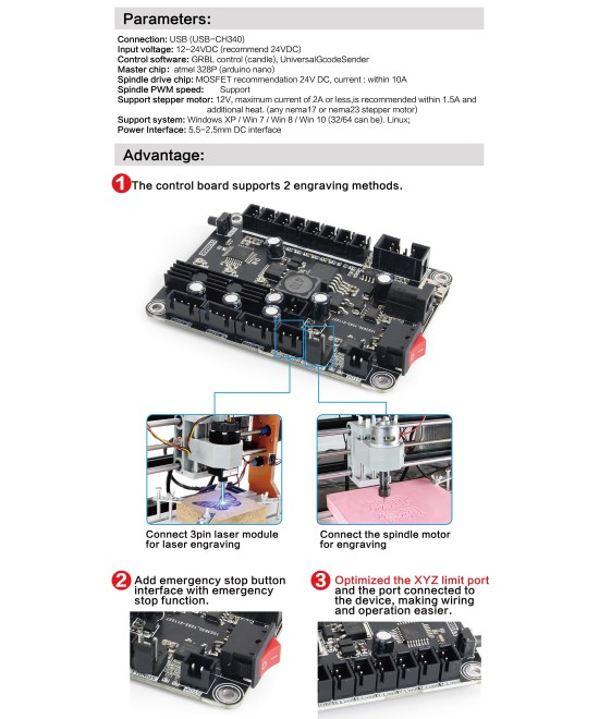 Tarjeta Madre GRBL 1.1f 3 Ejes para CNC