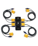 Conmutador de Teclado/Video/Mouse 4 puertos KVM Switch con Cables