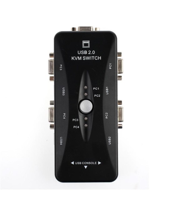 Conmutador de Teclado/Video/Mouse 4 puertos KVM Switch con Cables