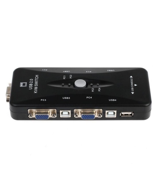 Conmutador de Teclado/Video/Mouse 4 puertos KVM Switch con Cables
