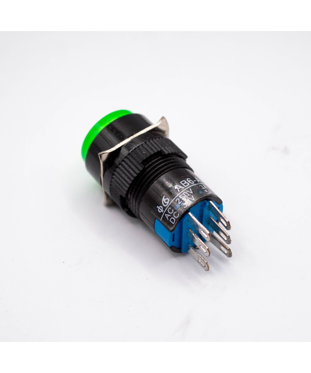 Interruptor Push Button P16 NC/NO 16mm 6 Pines con Bloqueo