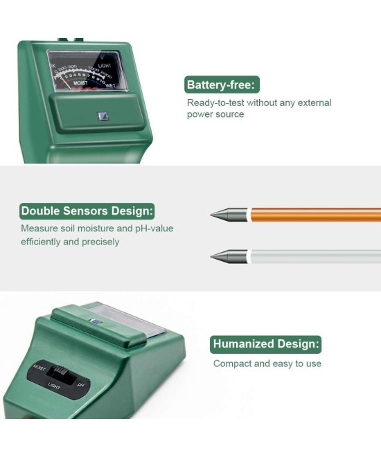 Medidor de PH/Humedad/Luz de Suelo 3 en 1