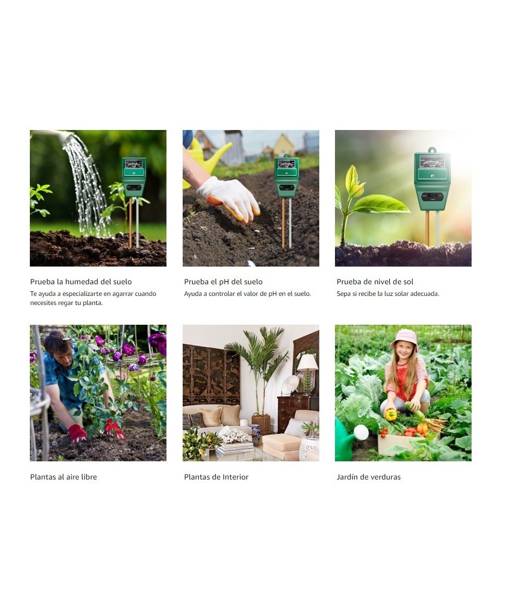 Medidor de PH/Humedad/Luz de Suelo 3 en 1