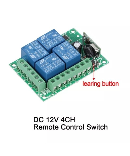 Rele Inalambrico 4 Canales 2 Controles 12V 433MHZ KR1204-4