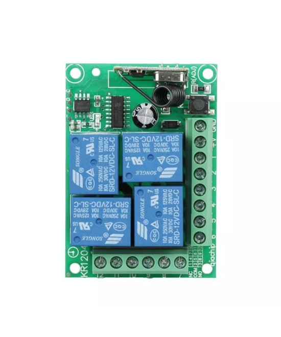 Rele Inalambrico 4 Canales 2 Controles 12V 433MHZ KR1204-4