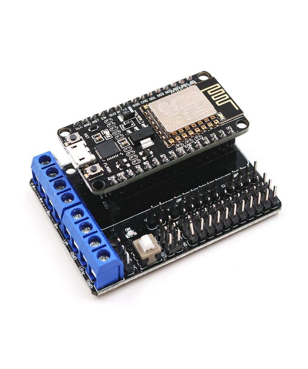 Tarjeta de Desarrollo IOT WIFI NodeMcu V2 ESP8266 SoM ESP-12E con Shield de Motores L293D
