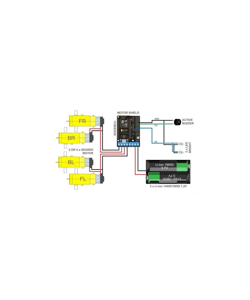Tarjeta de Desarrollo IOT WIFI NodeMcu V2 ESP8266 SoM ESP-12E con Shield de Motores L293D