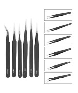 Set de pinzas antiestáticas de acero inoxidable 6 piezas
