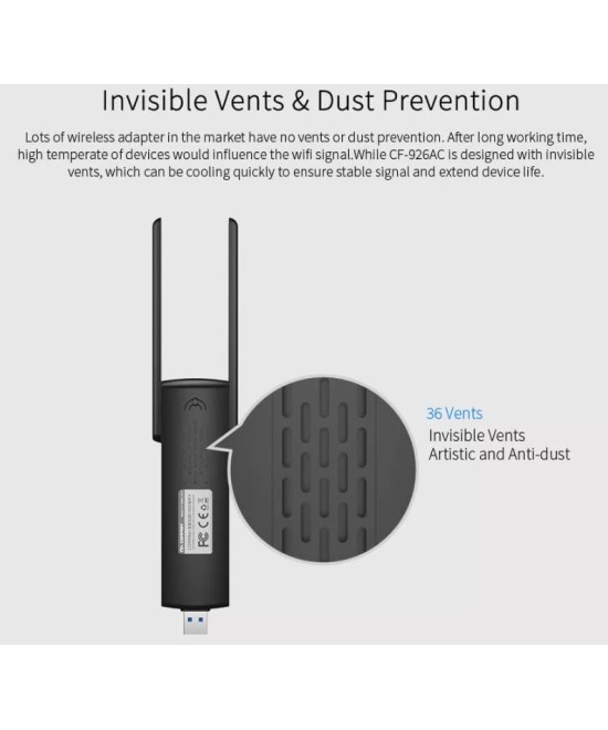 Antena USB 3.0 inalambrica COMFAST CF-926AC V2 1200Mbps 2.4GHz / 5.8GHz dual band