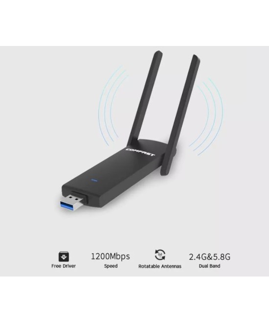 Antena USB 3.0 inalambrica COMFAST CF-926AC V2 1200Mbps 2.4GHz / 5.8GHz dual band