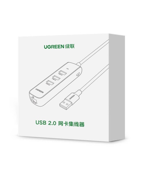 ADAPTADOR HUB DE USB A USB 2.0 Y RJ45 10/100M UGREEN