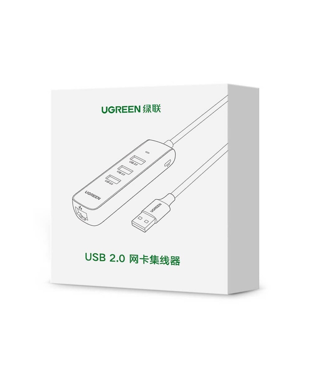 ADAPTADOR HUB DE USB A USB 2.0 Y RJ45 10/100M UGREEN