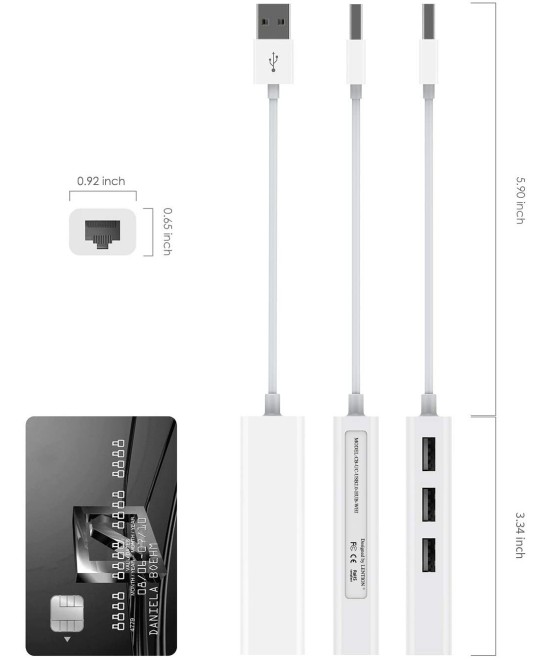 Adaptador de RED y HUB USB 2.0 a RJ45 10/100M