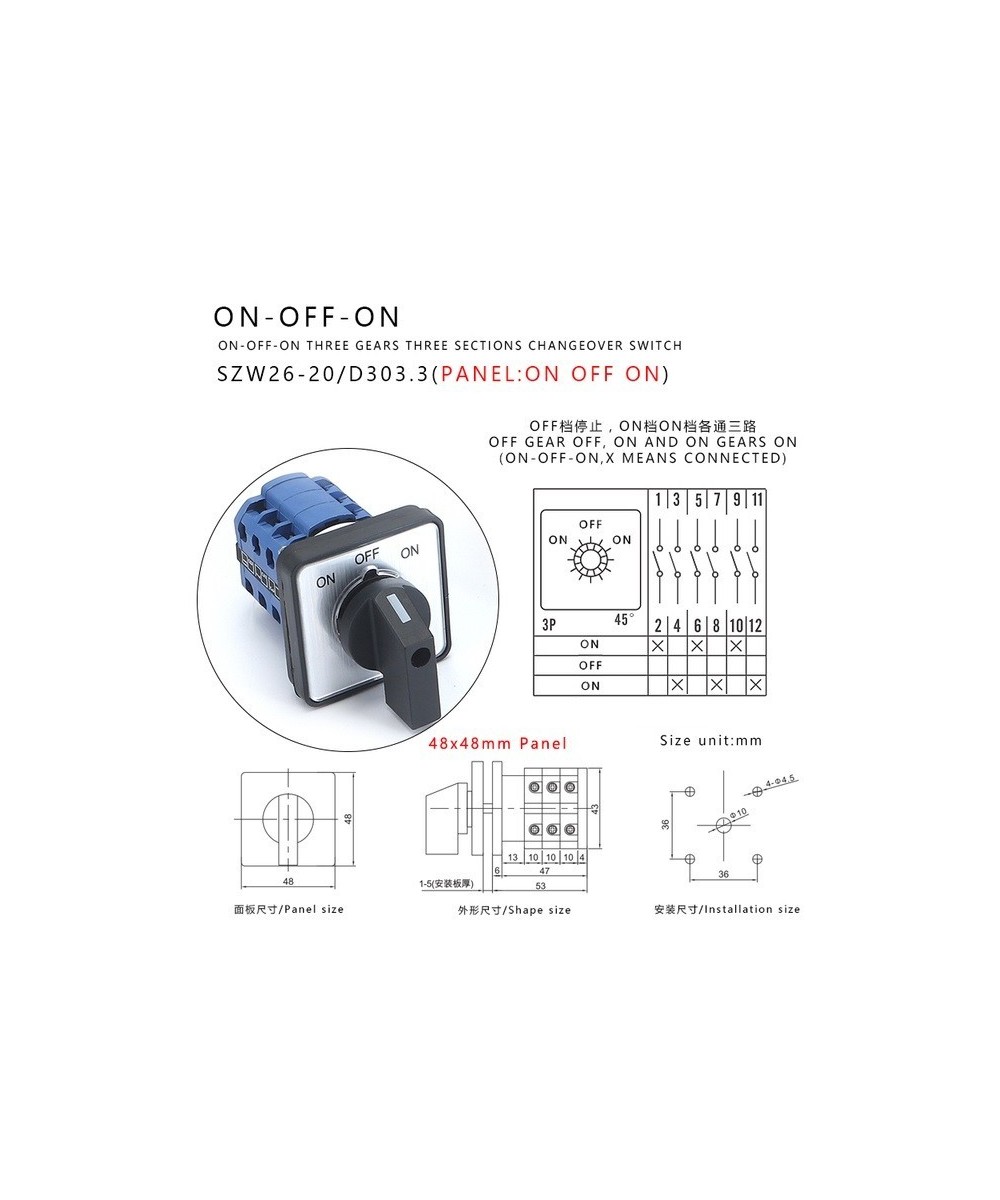 Interruptor Selector de 3 Posiciones LW26-20