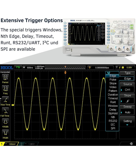 Osciloscopio Digital RIGOL DS1202z-E 2 Canales 200 MHZ 1GS/s