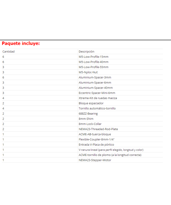 Eje de transmision lineal CNC 250mm