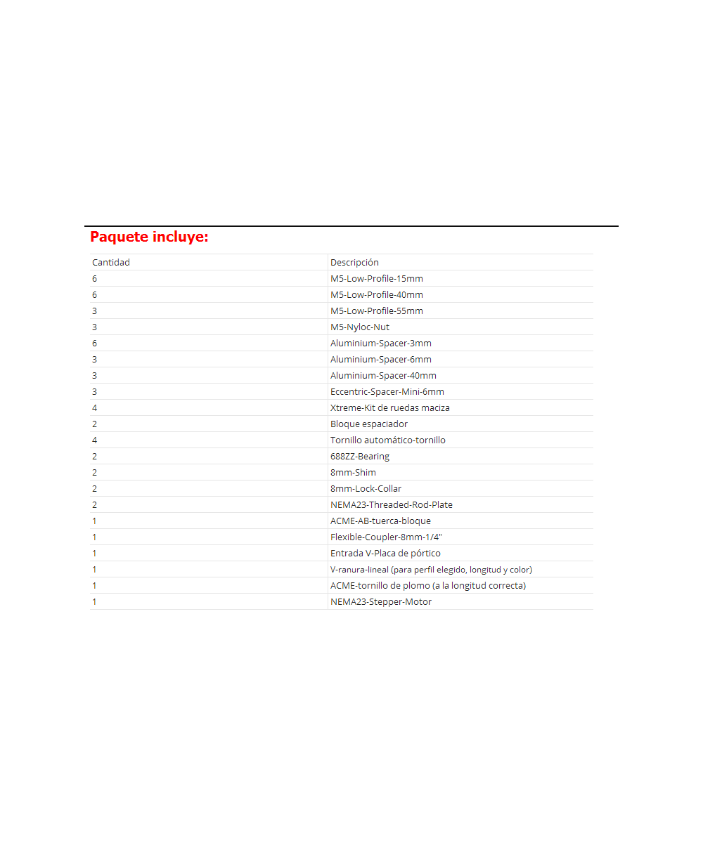 Eje de transmision lineal CNC 250mm