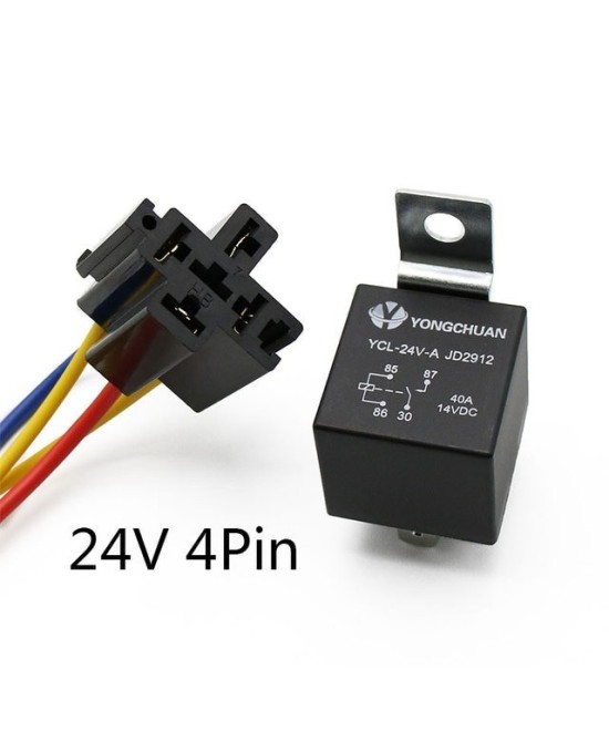 Rele 24V 40A con Zocalo 4 o 5 Pines