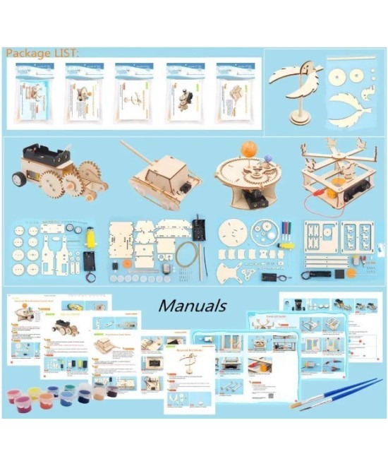 Kit de experimentos de ciencia, bricolaje, con herramienta de pintura de 12 colores (5 KITS)