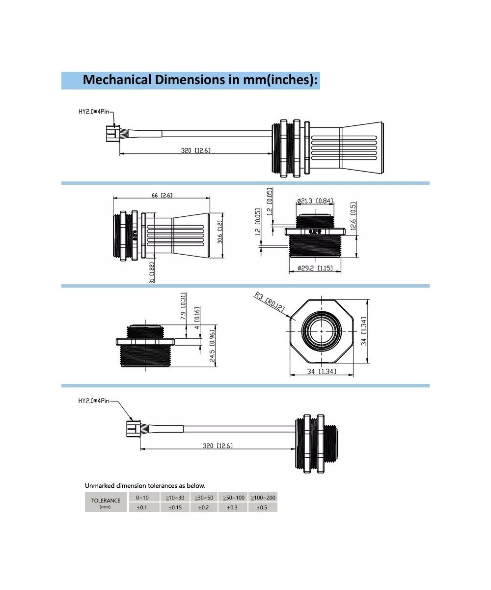 Sensor Ultrasonico A0121AU con puerto serial UART