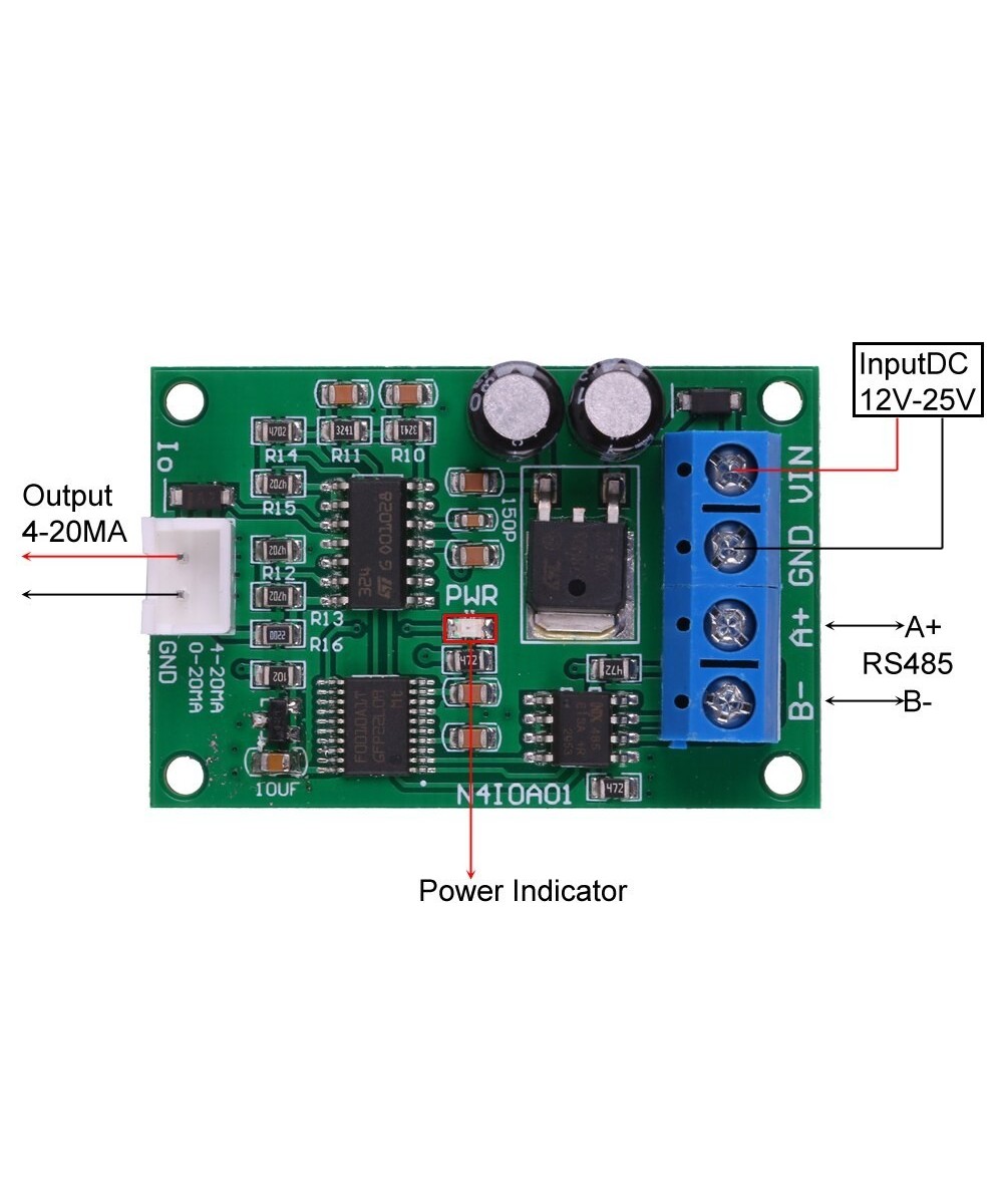 Convertidor de Señal de Corriente DC 12V RS485 a 4-20mA 0-20mA