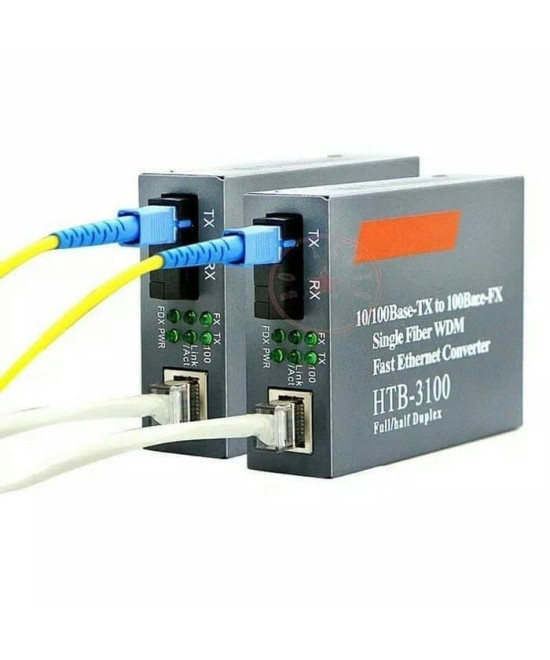 TransReceiver de fibra óptica TX y RX 25Km (par de media converter)