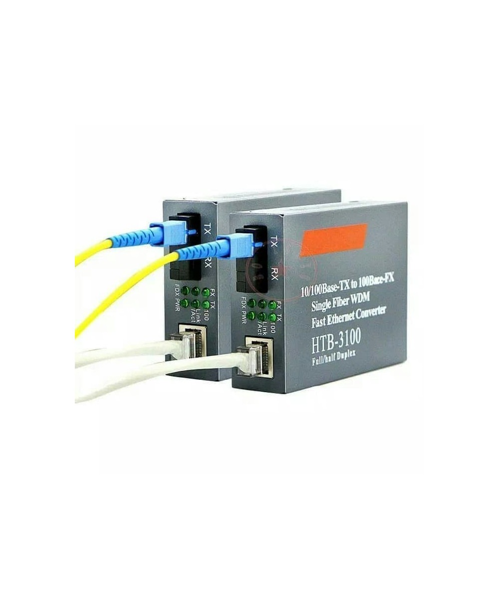 TransReceiver de fibra óptica TX y RX 25Km (par de media converter)