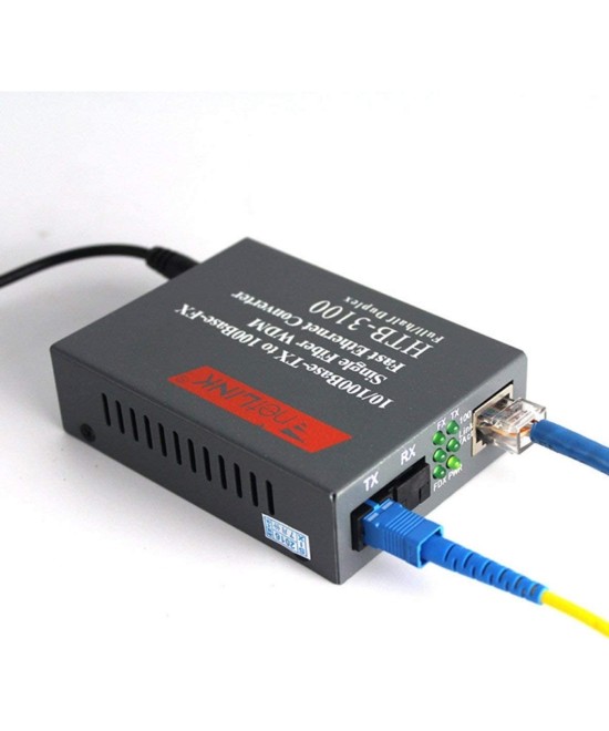 TransReceiver de fibra óptica TX y RX 25Km (par de media converter)