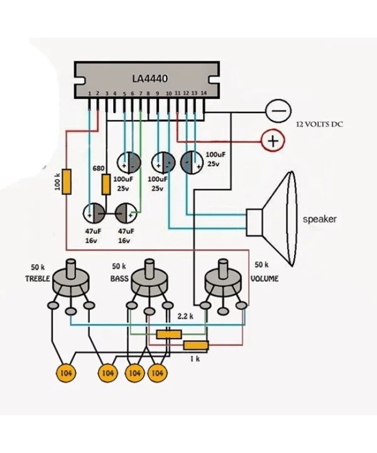 Amplificador de Audio 2X6W LA4440 (SIP)