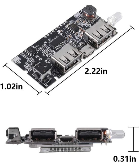 Modulo de Carga USB para Baterias 18650 con Pantalla BMS